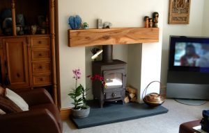 rustic Hardwood wooden mantel piece Scotland Timber Fireplace