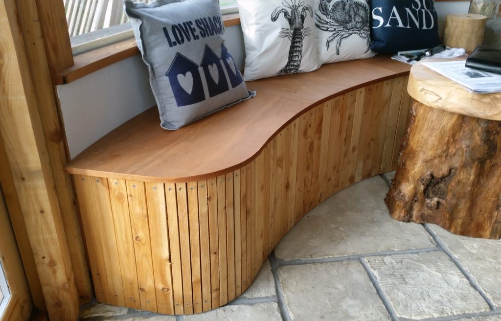 Custom wooden seating benches elm larch rustic