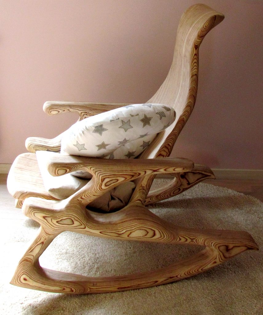 Carved rocking chair plywood furniture